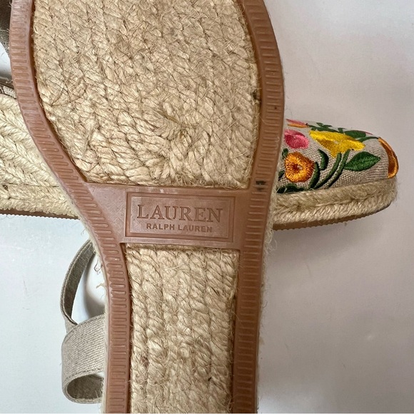 LAUREN RALPH LAUREN CARLYNDA Espadrille Wedge Floral Size 6 1/2 - Picture 10 of 11